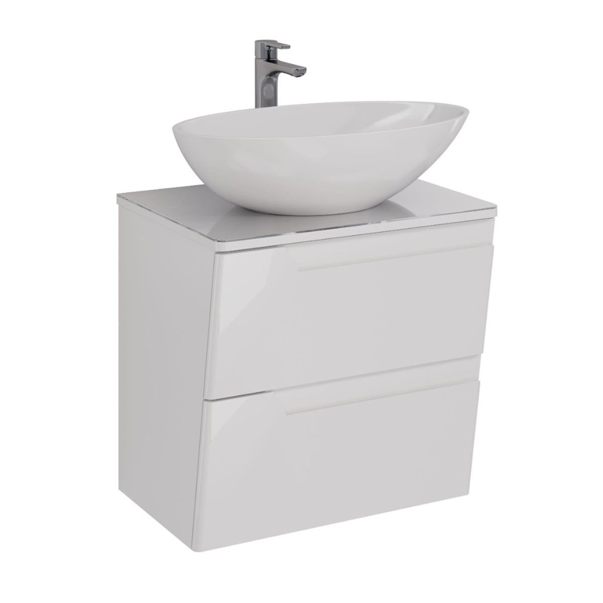 Тумба Lemark MIANO 60 см под 1 раковину, подвесная, 2 ящика, цвет корпуса, фасада: Белый глянец