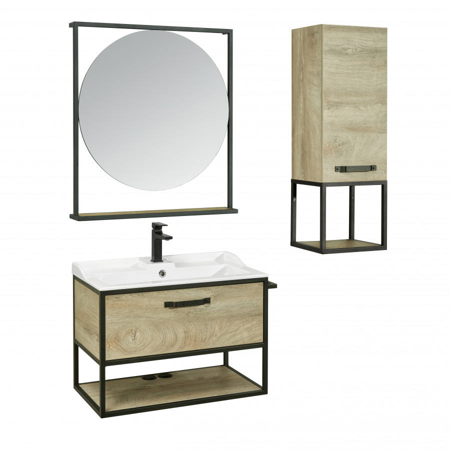 Тумба ЛОФТ ФАБРИК 80, дуб эндгрейн (под раковину ФАБИА 80, VICTORIA-N 80, ОДРИ)