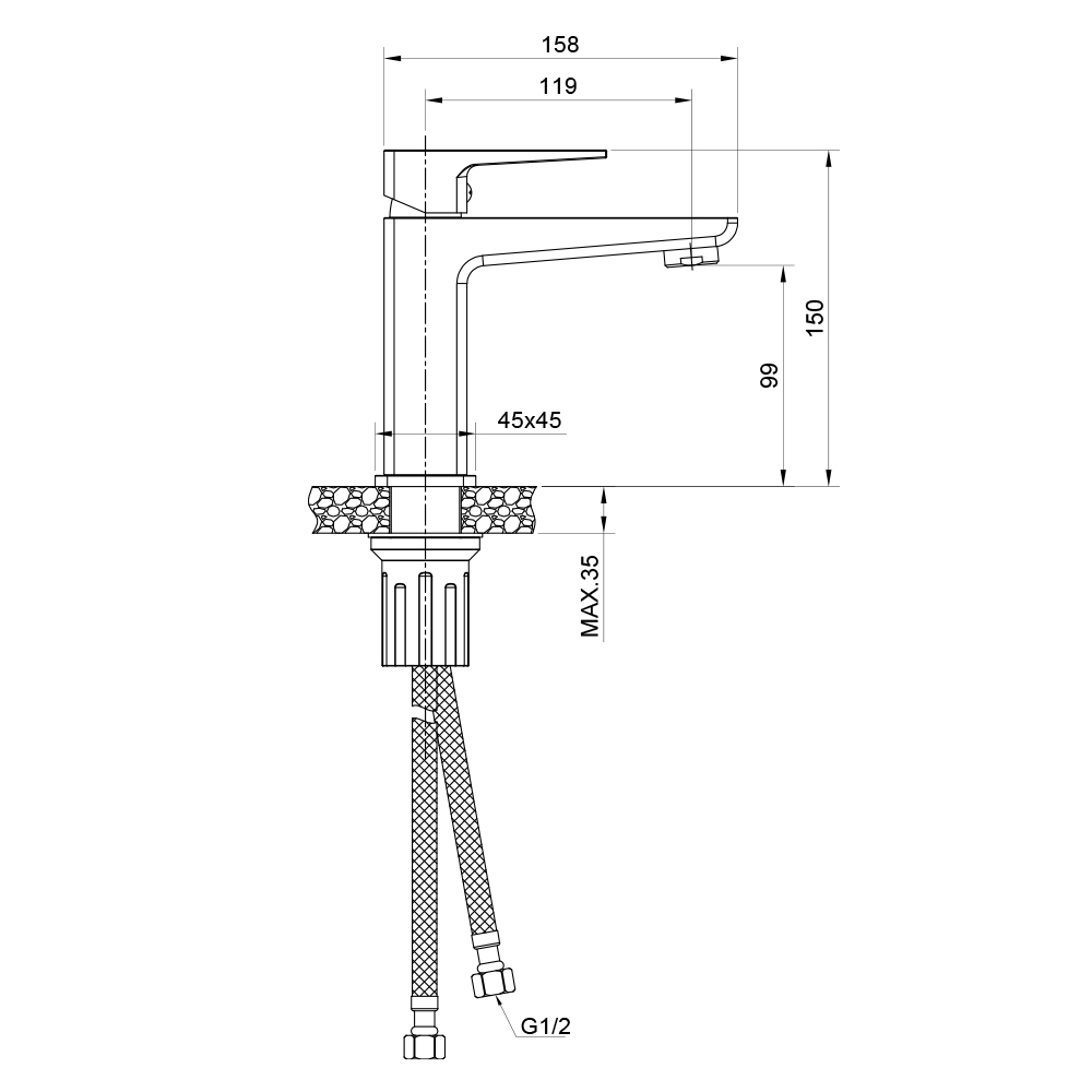 Смеситель для раковины NARCIS, NAR06-210-25100