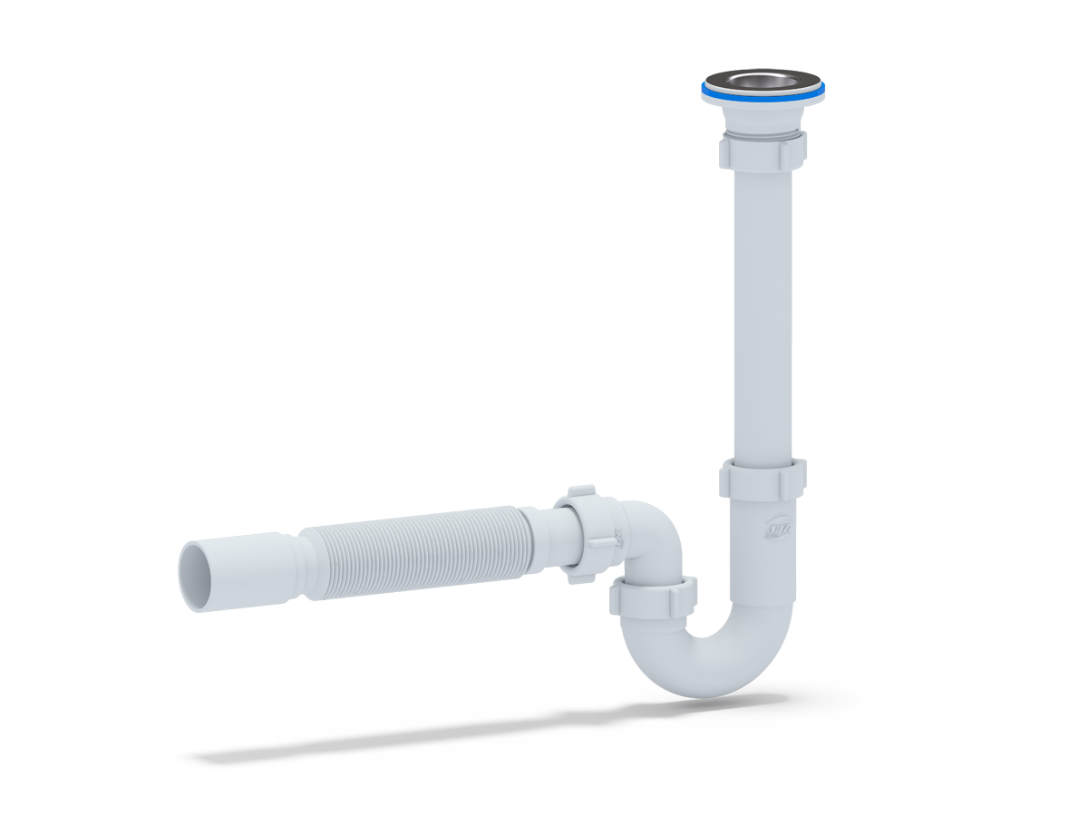 Сифон Ани 1 1/4*32 прямоточный с гибкой трубой 32*40, ANI PLAST