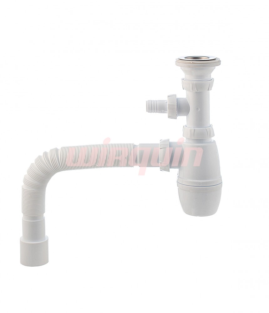 Сифон МИНОР с выпуском 1 1/4*40 мм с отв. для стир. машины и трубой 40*40/50 мм., WIRQUIN