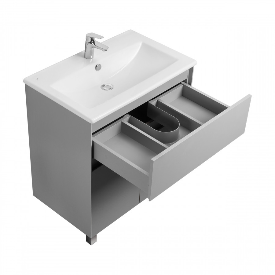 Тумба ФОРЕСТ 75, 1 ящ., 2 дв., туманный серый (под раковину ЭЛИНА 75)