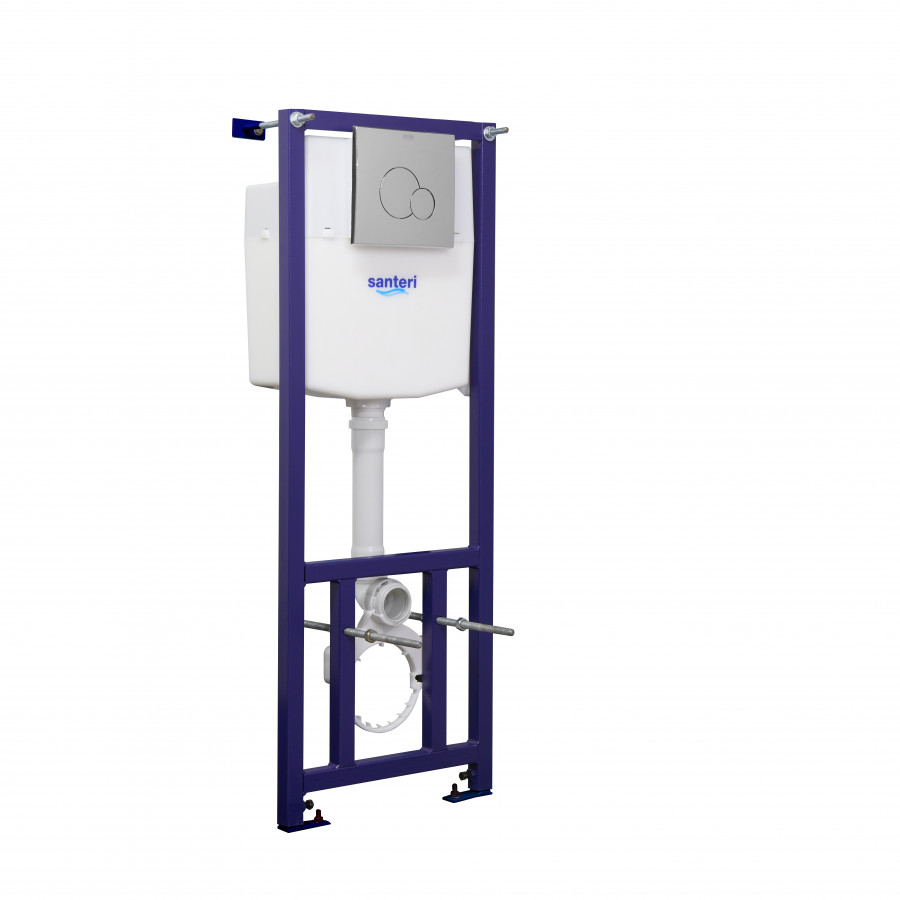 Пэк Альфа (подвес. унитаз с сиденьем полипр, инсталляция, панель хром. глянец) SANTERI