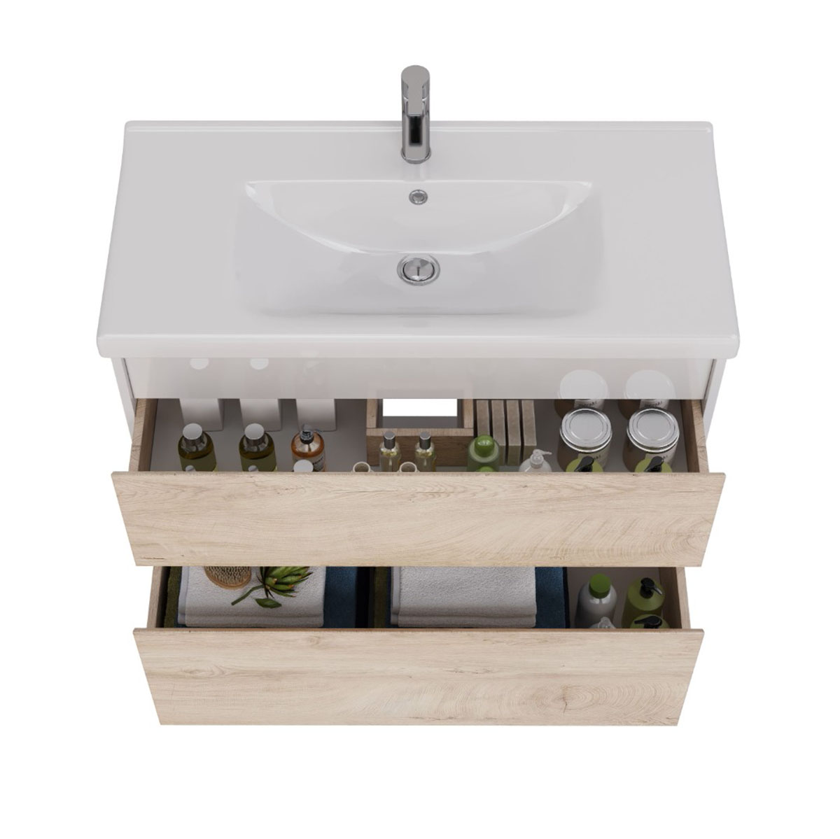 Тумба Lemark COMBI 100 см под 1 раковину, подвесная/напольная, 2 ящика, цвет фасада: Дуб кантри, цве