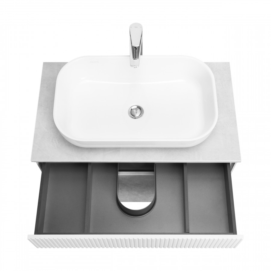 Тумба МАРБЛ 80, 2 ящ., слейт/белый матовый (под раковину MILA 35, MILA 40, ОДРИ Soft 42, ОДРИ Round 