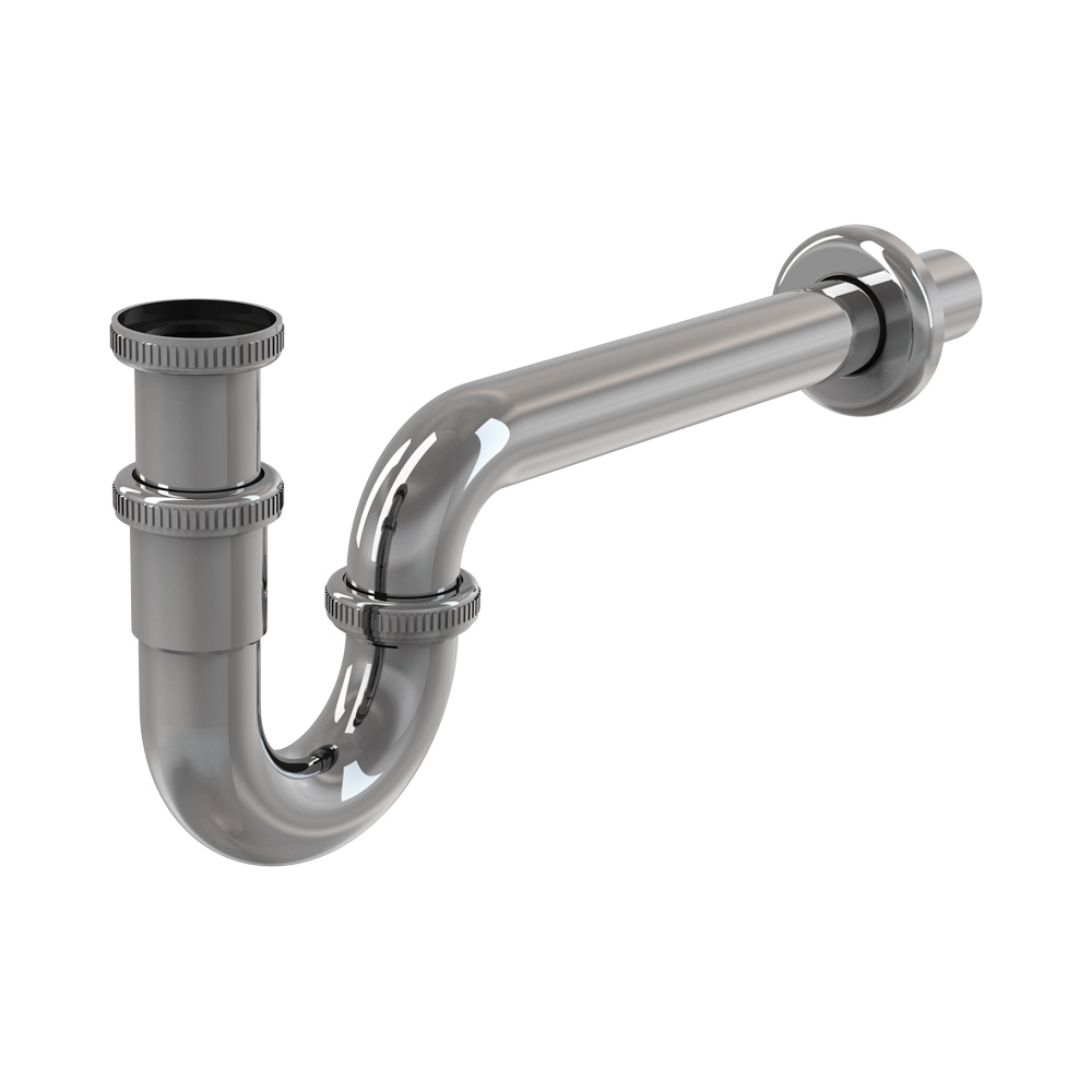 A432 Сифон для умывальника D 32, U-форма, цельнометаллический, с накидной гайкой 5/4".ALCAPLAST