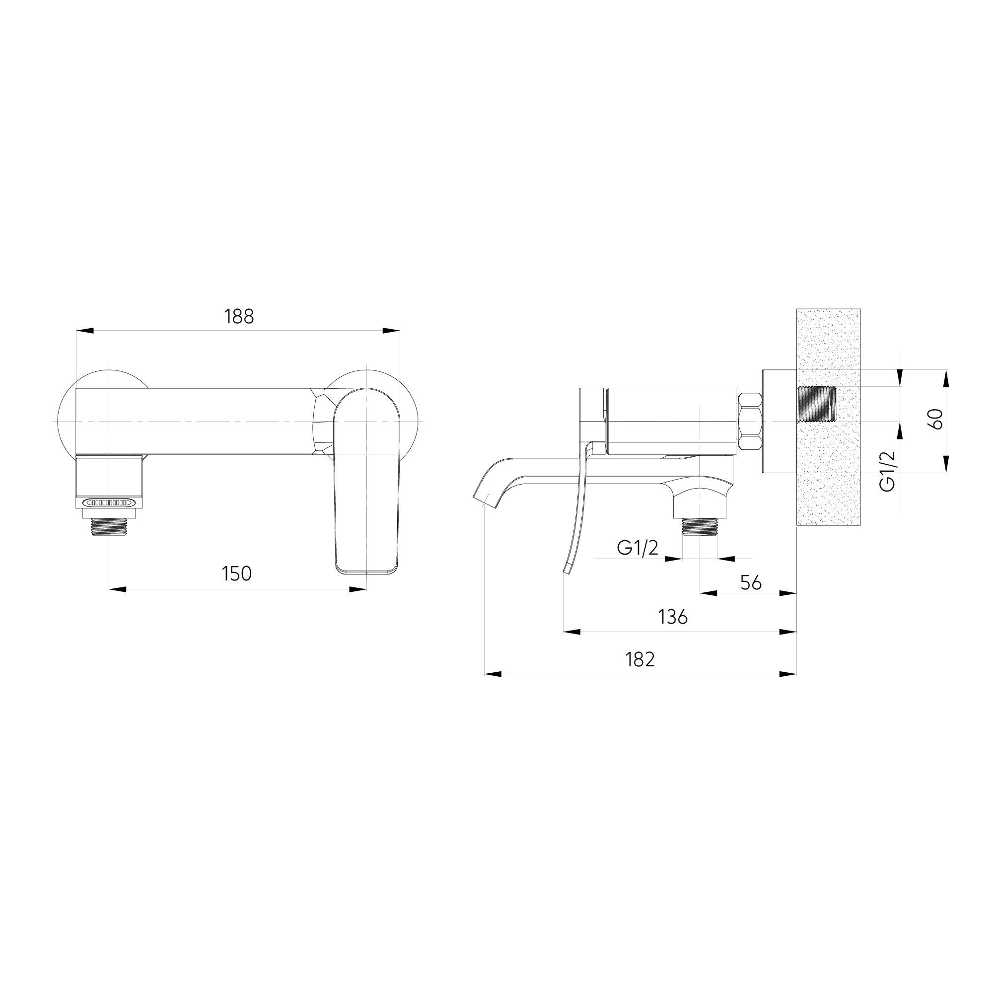 Смеситель для ванны TOKITO KIOTO хром (TOK-KIO-1014)