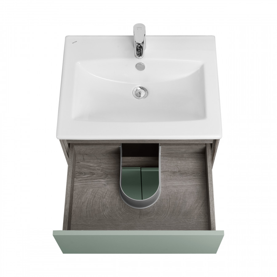 Тумба ФОРЕСТ 60, 1 ящ., 2 дв., дуб рошелье/сумеречный голубой (под раковину ЭЛИНА 60)