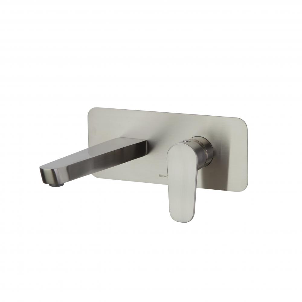 Встраиваемый однорычажный смеситель для раковины на цельной пластине с длинным изливом 240 мм ALEXIA