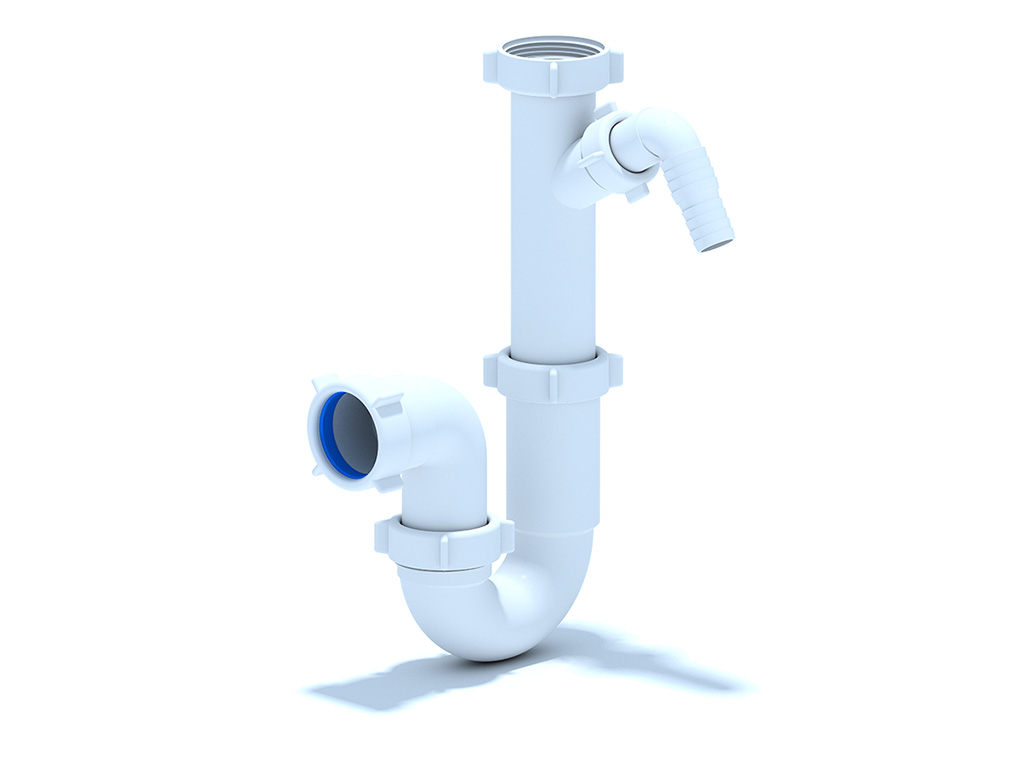 Сифон для мойки АНИ Пласт D1020 1 1/2 дюйма 40 прямоточный с отводом для стиральной машины без выпуска