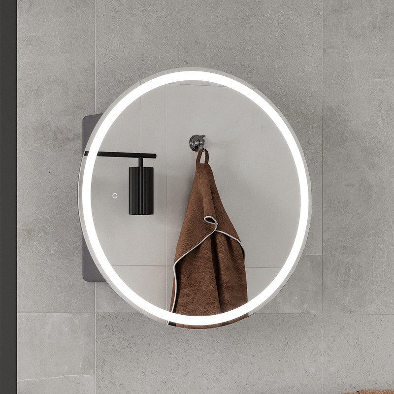 Зеркальный шкаф EQUIL Smile LED D600 подвесной графит софт