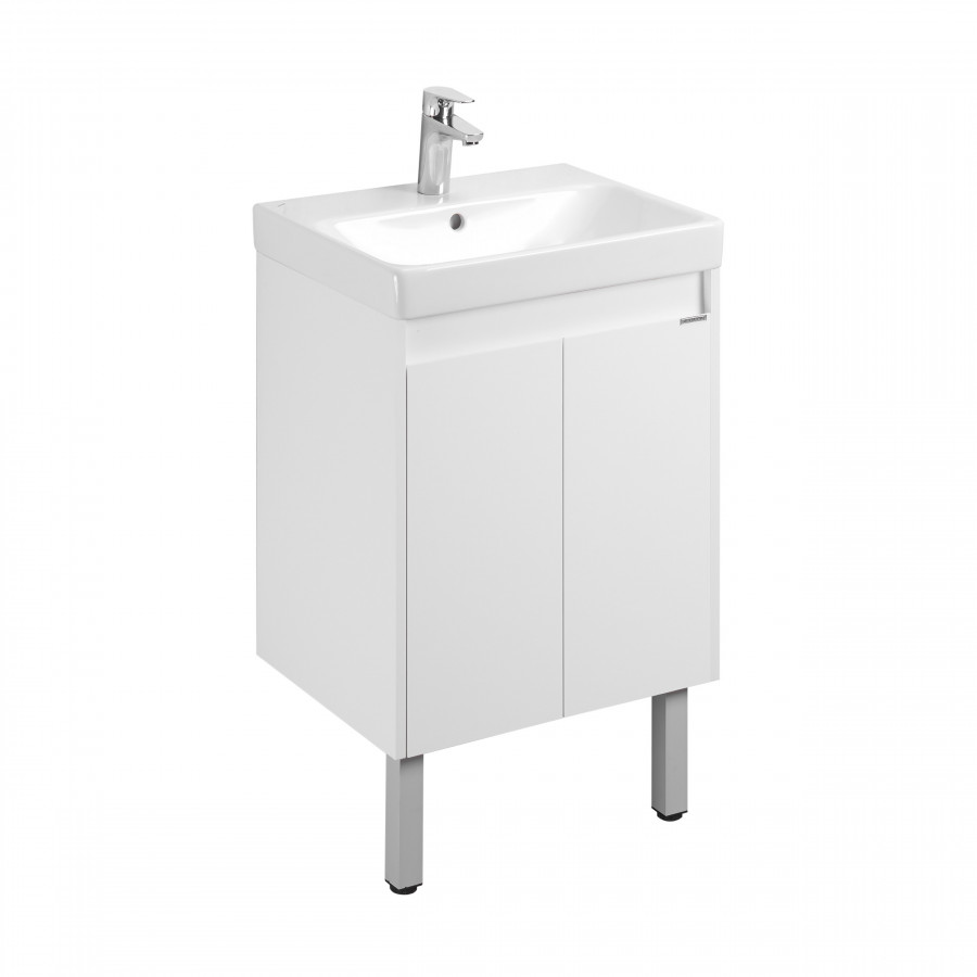 Тумба СКАНДИ DOORS 55, универс., 2 дв., белый глянец/белый матовый (под раковину АДРИАНА 55)