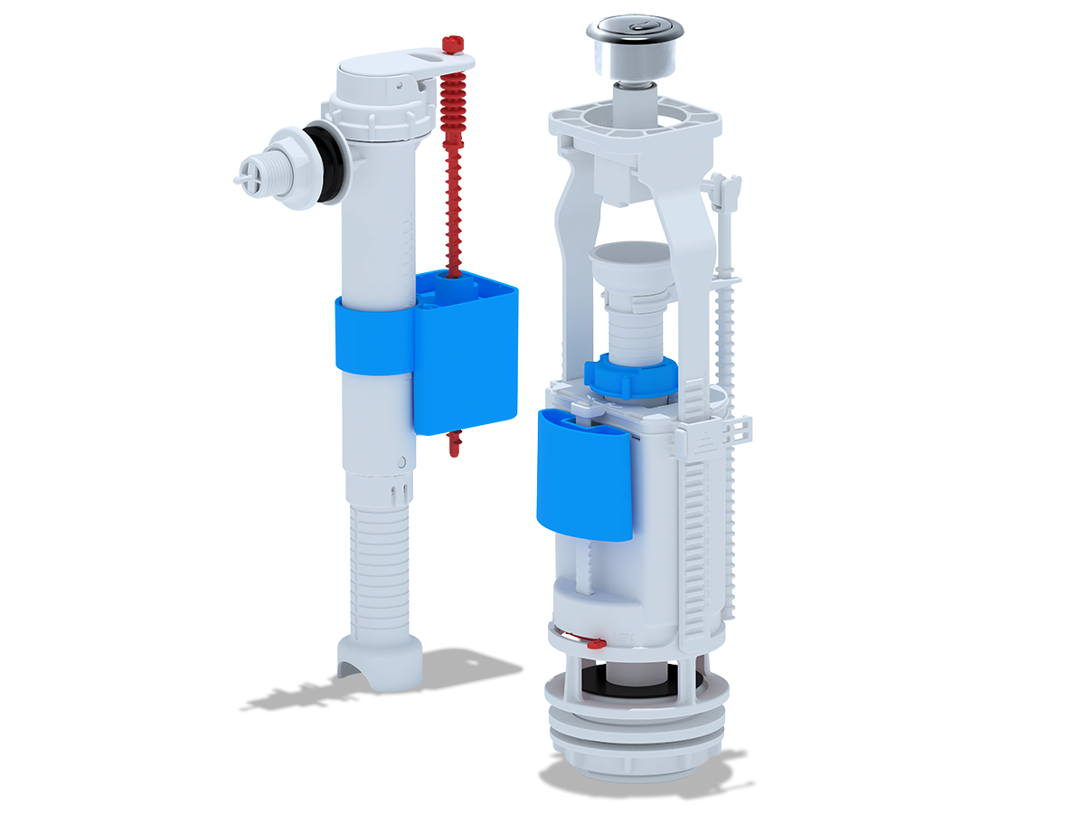 Набор с бок. под. 1/2 пласт. кнопка хром. двойная, ANI PLAST
