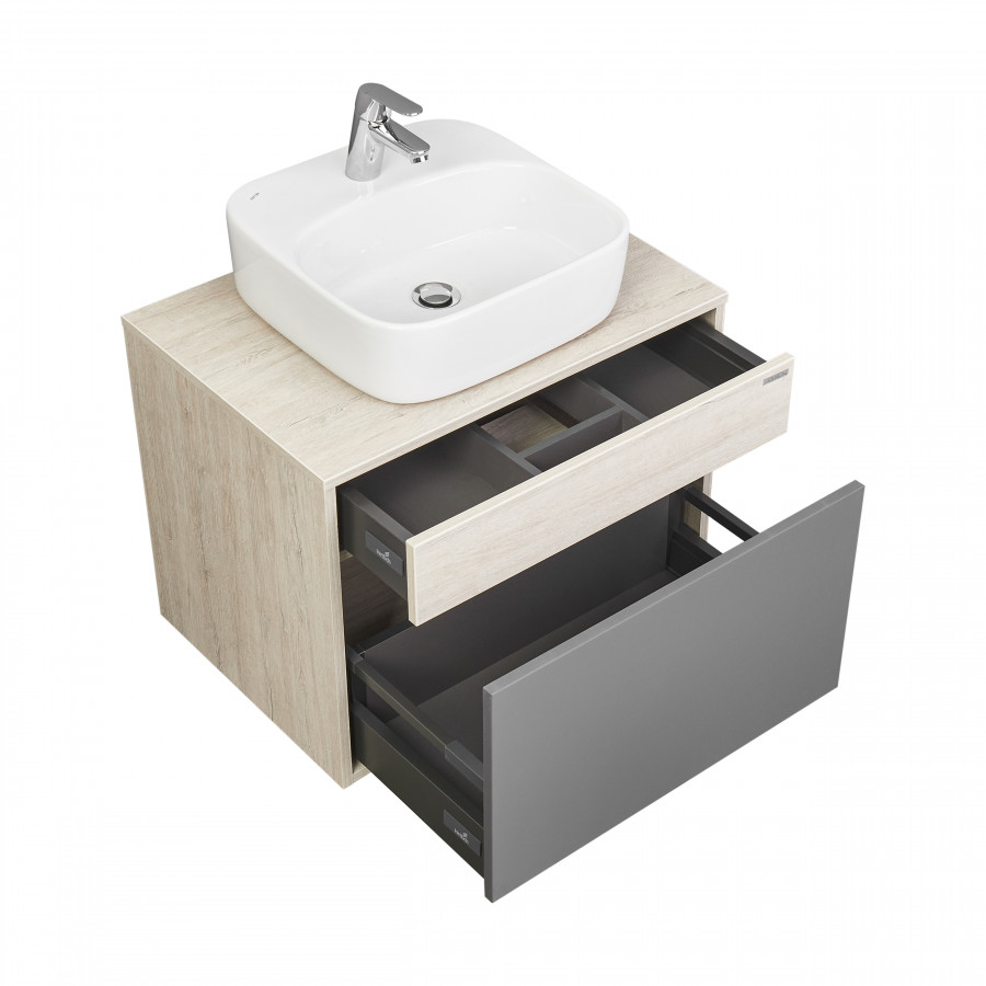 Тумба ЛОФТ УРБАН 65, серый графит, дуб орегон (под раковину MILA 35, MILA 40, ОДРИ 42)