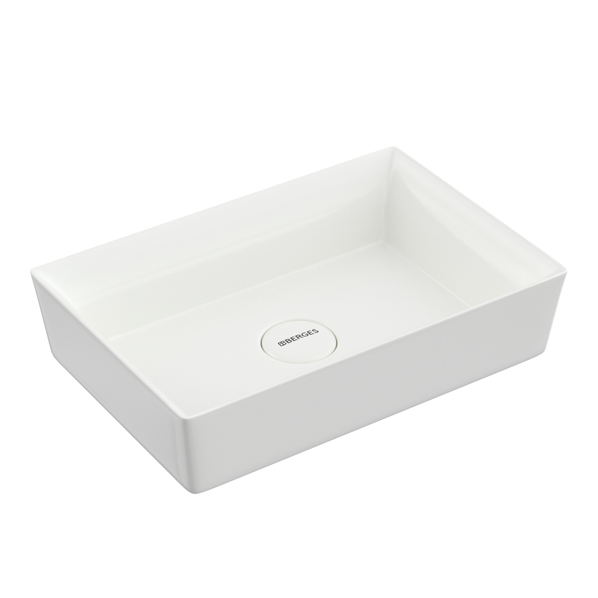Раковина Mascon накладная, 55х38 см, без отверстия под смеситель, прямоугольная, белый глянец, BERGE