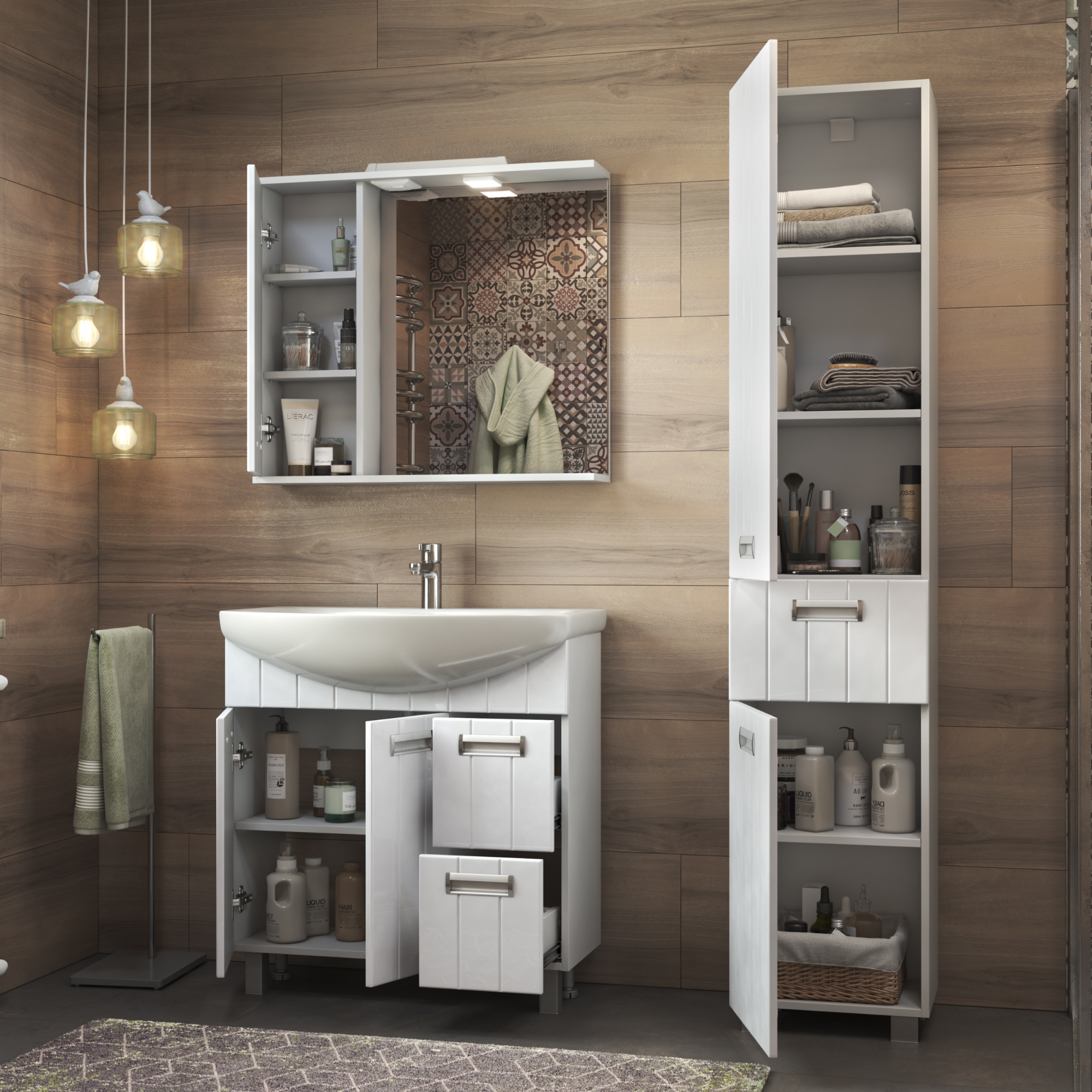 Зеркало со шкафом VIGO Diana 80 подвесное белый (z.DIA.80.L.El)