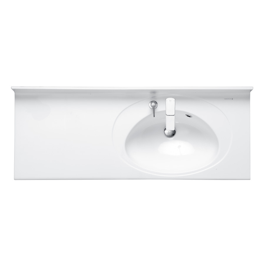 Раковина ОТЕЛЬ 3/1200, правая с навесами и диспенсором