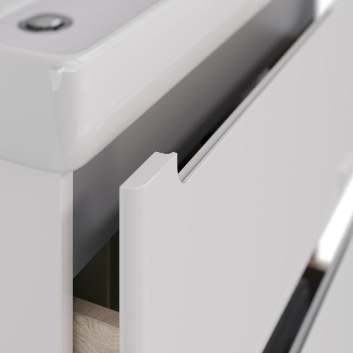 Тумба Lemark BUNO 70 см под 1 раковину, подвесная/напольная, 2 ящика, цвет планки: Серый, цвет корпу