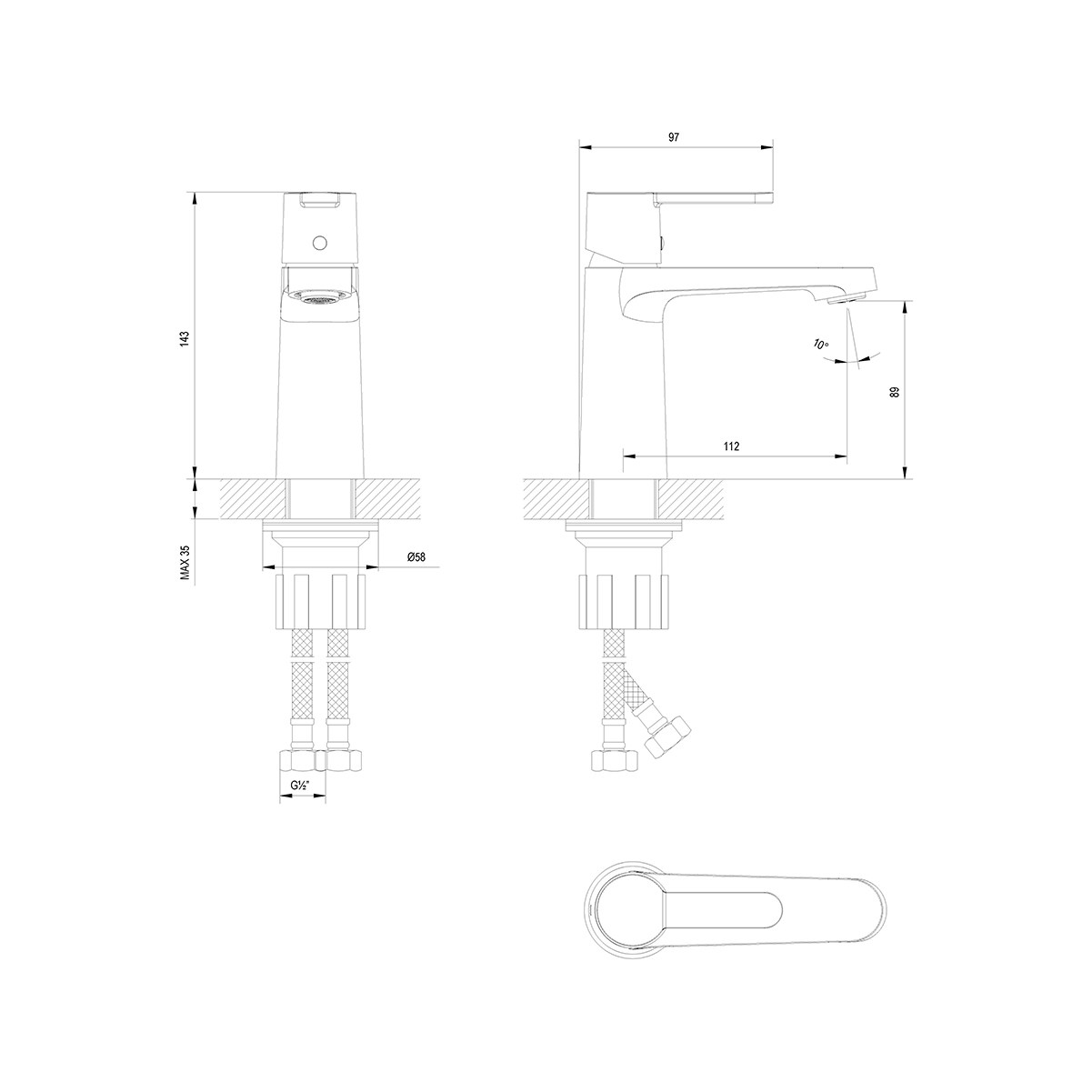 Смеситель Ladoga LMF-0712B-BL для раковины