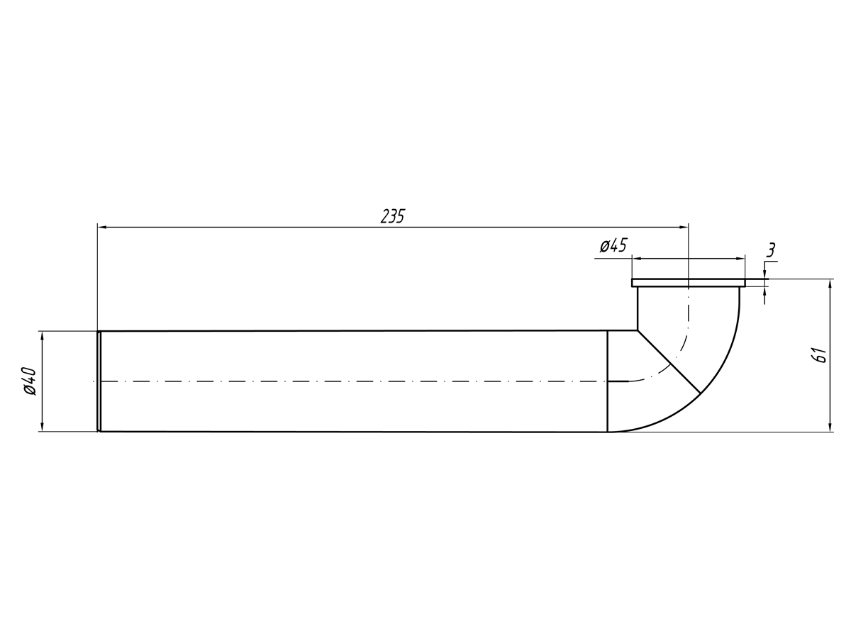 Уголок дв. сифона с фланцем ANI PLAST