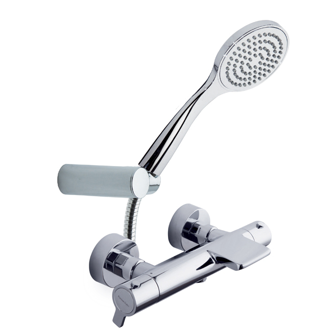 Термостатический смеситель для ванны наружнего монтажа с каскадным изливом и душевым комплектом BLAU