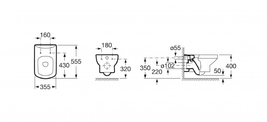 DAMA SENSO Чаша подвесного унитаза.  ROCA
