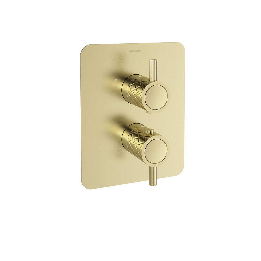 Встраиваемый термостатический смеситель для душа ODISEA JOYA 598722SOC золото брашированное на 2 вых