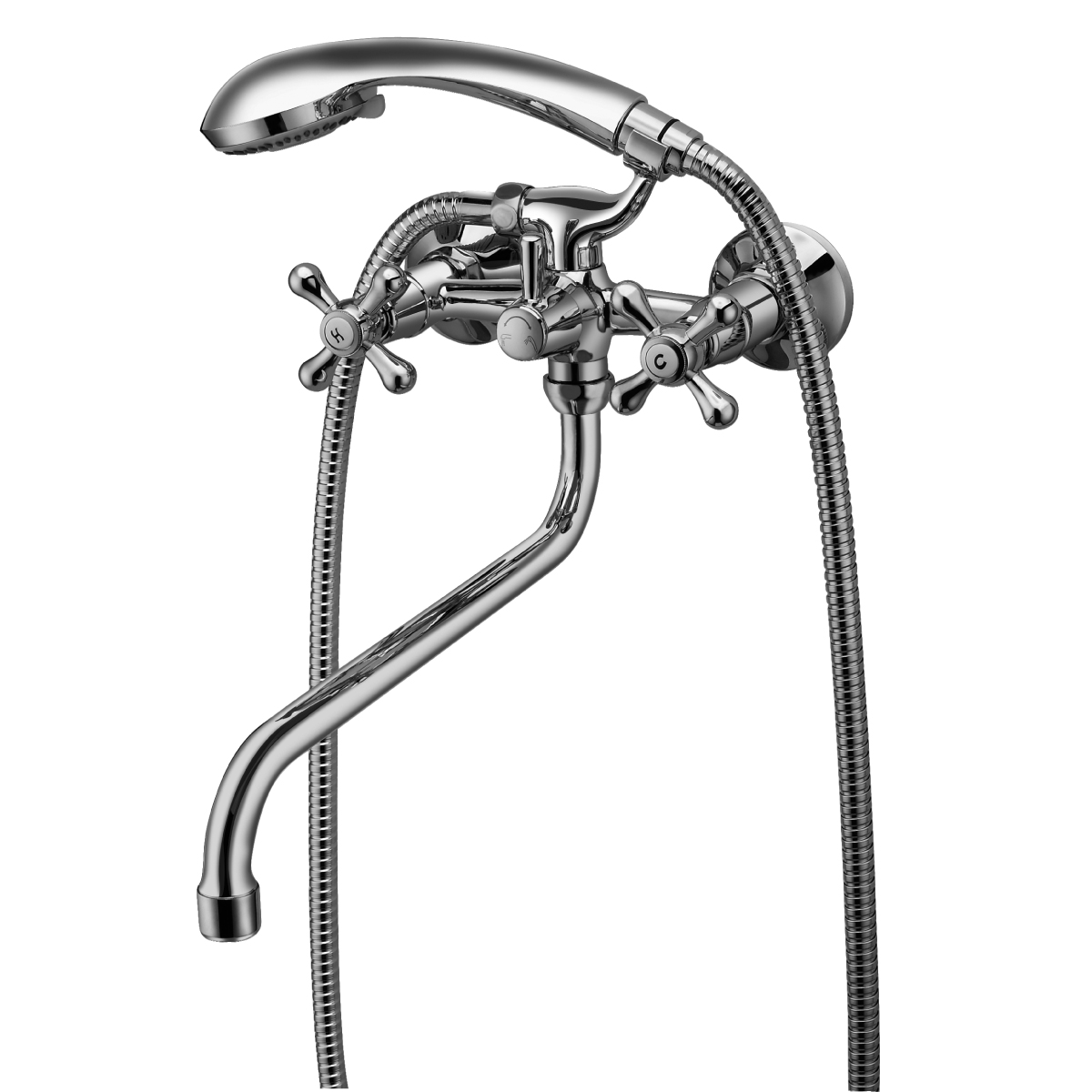 Promotion Смеситель для ванны, круг.пов.излив 300мм держ.на теле лейка, р/ДВ, хром, LM, LM6041C