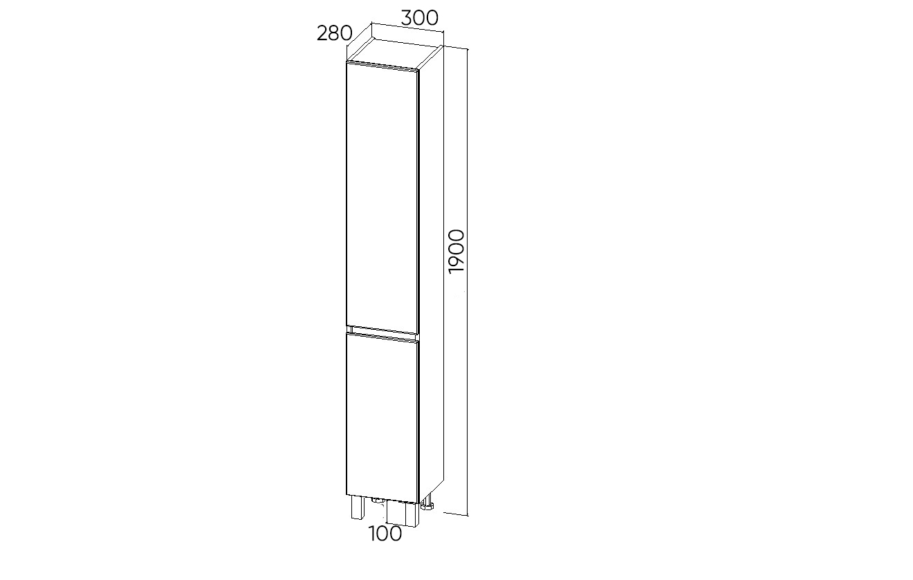 Шкаф-пенал VIANT МАЛЬТА 30 напольный белый/дуб вотан (VMAL300-PEN)