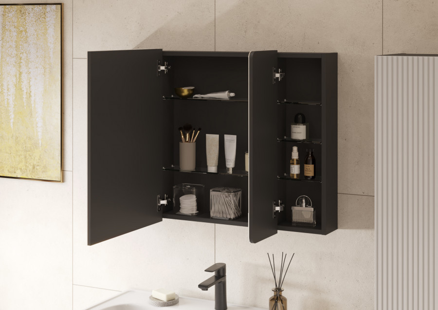 Зеркальный шкаф АР-ДЕКО 85,серый кобальт