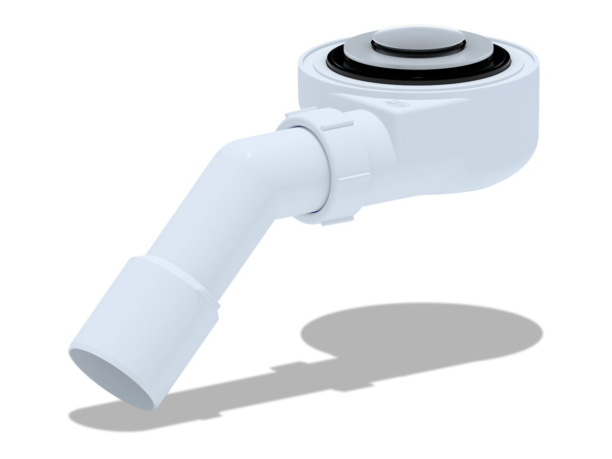 Сифон для душевого поддона 1 1/2*50 h=55mm, хром, клик-клак,  с переходной трубой45°40*50, ANI PLAST