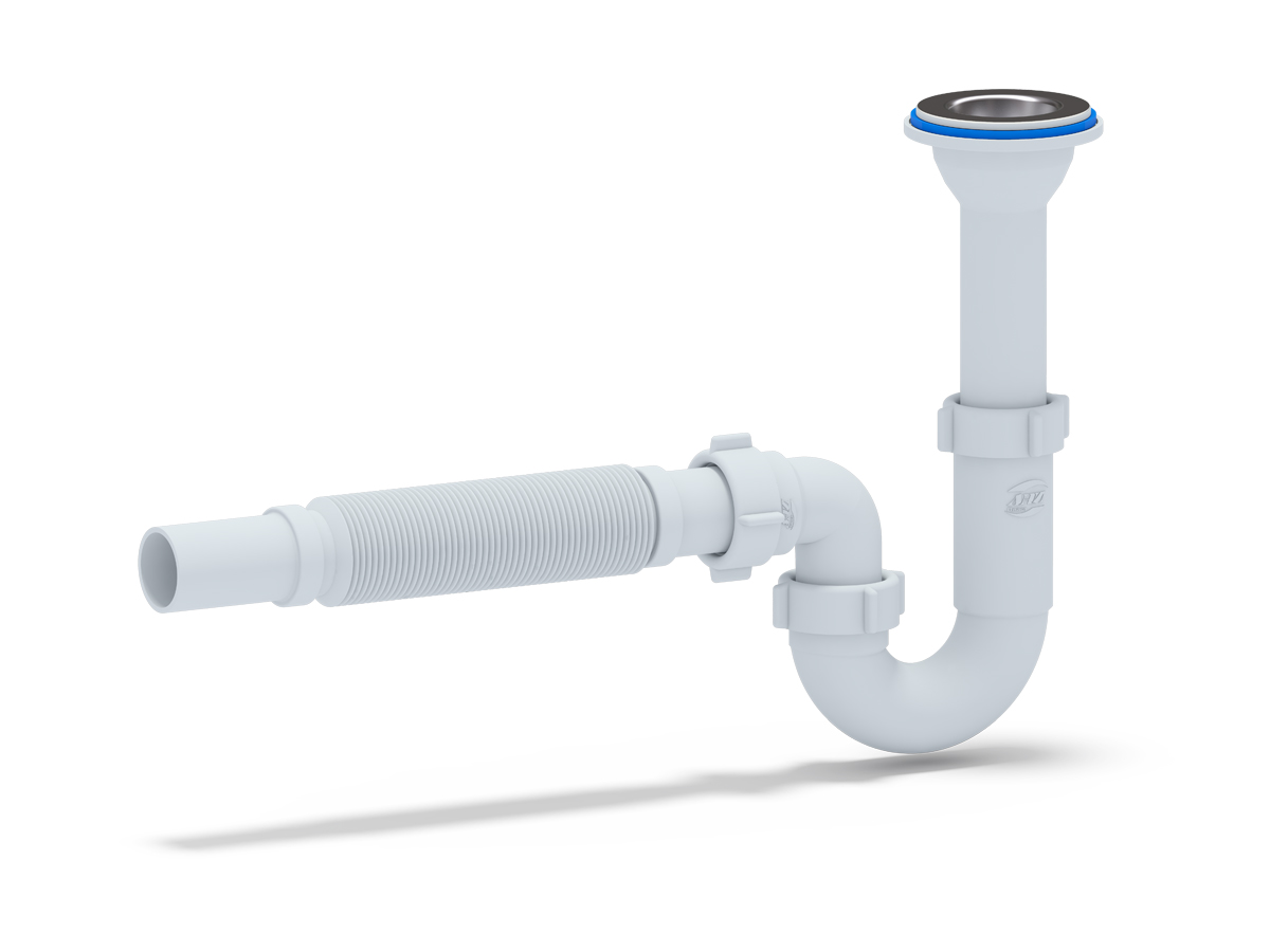 Сифон  АНИ 1 1/4"*32 прямоточный с литым выпуском, с гибкой трубой 32*32 ANI PLAST