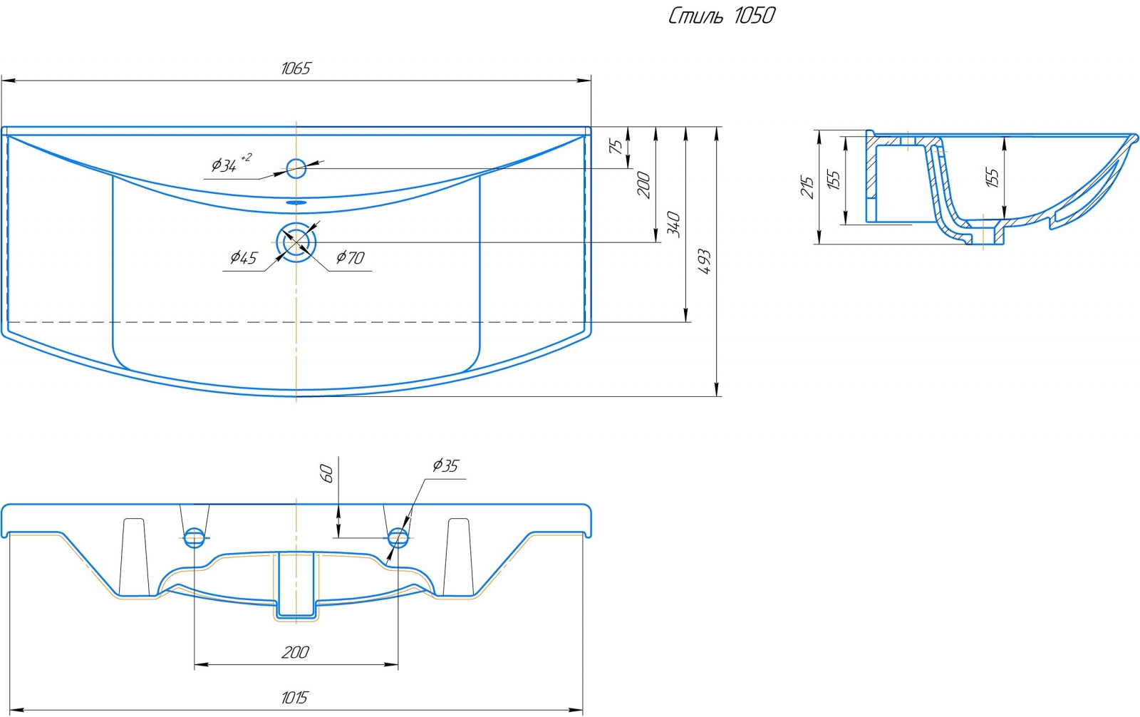 Раковина KIROVIT Стиль 1050 мебельная белый (Вн Крв06) 4620008197340