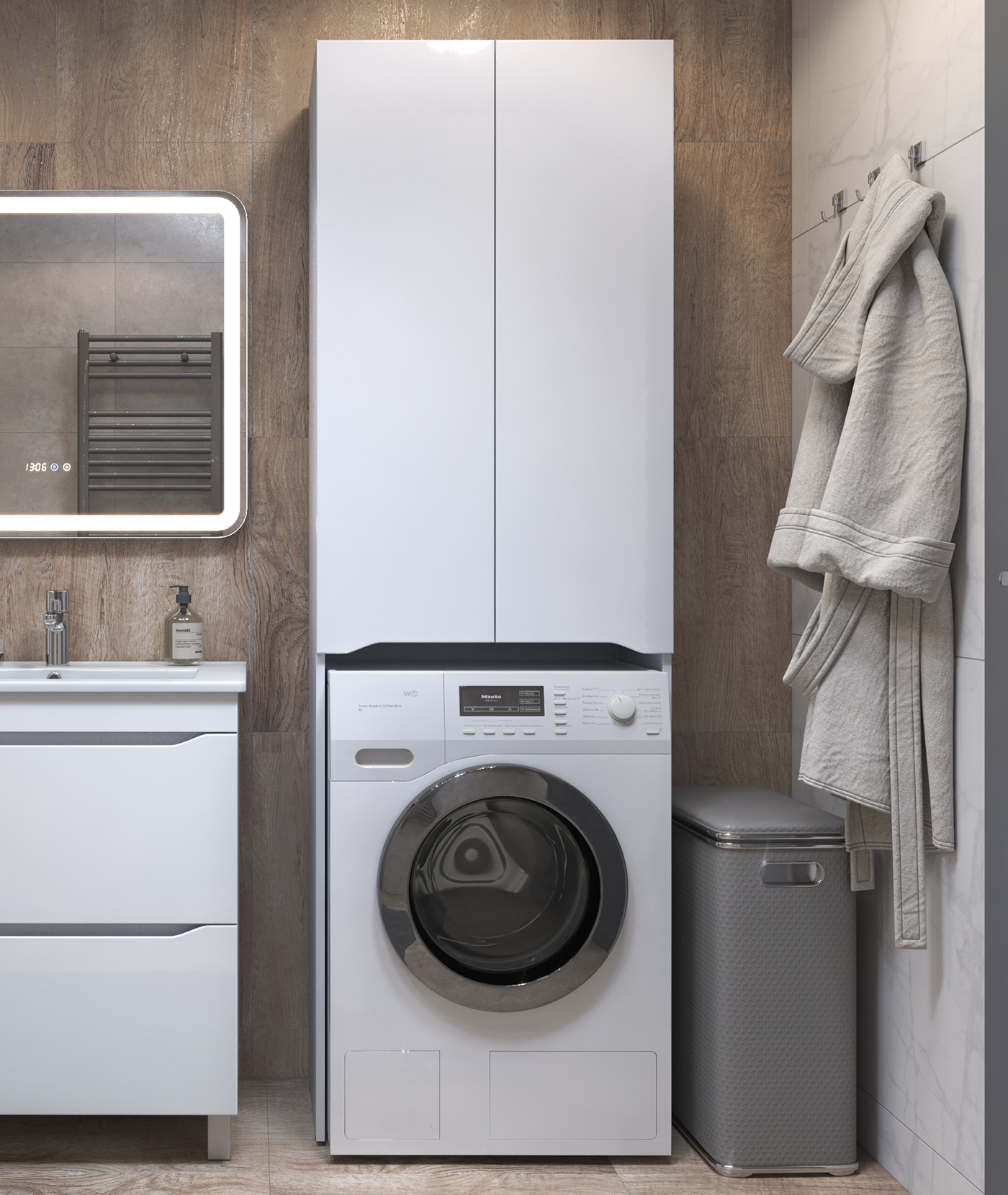 Шкаф для стиральной машины VIGO Grani 640 напольный белый (036)