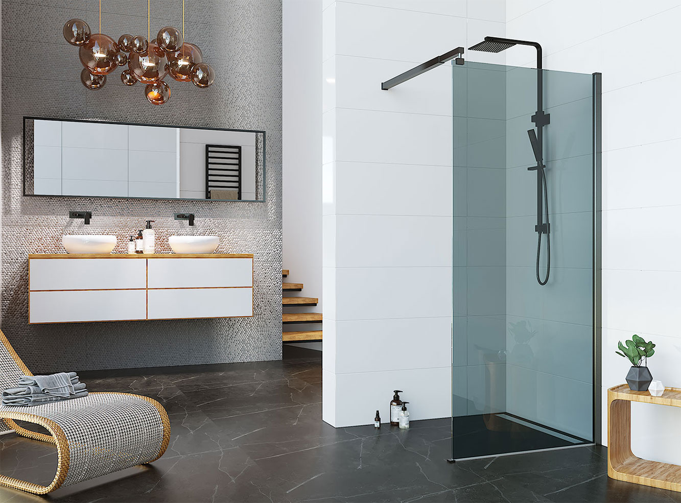 Душевая перегородка ALEX BAITLER 29 серия AB2990B4 тонированное стекло