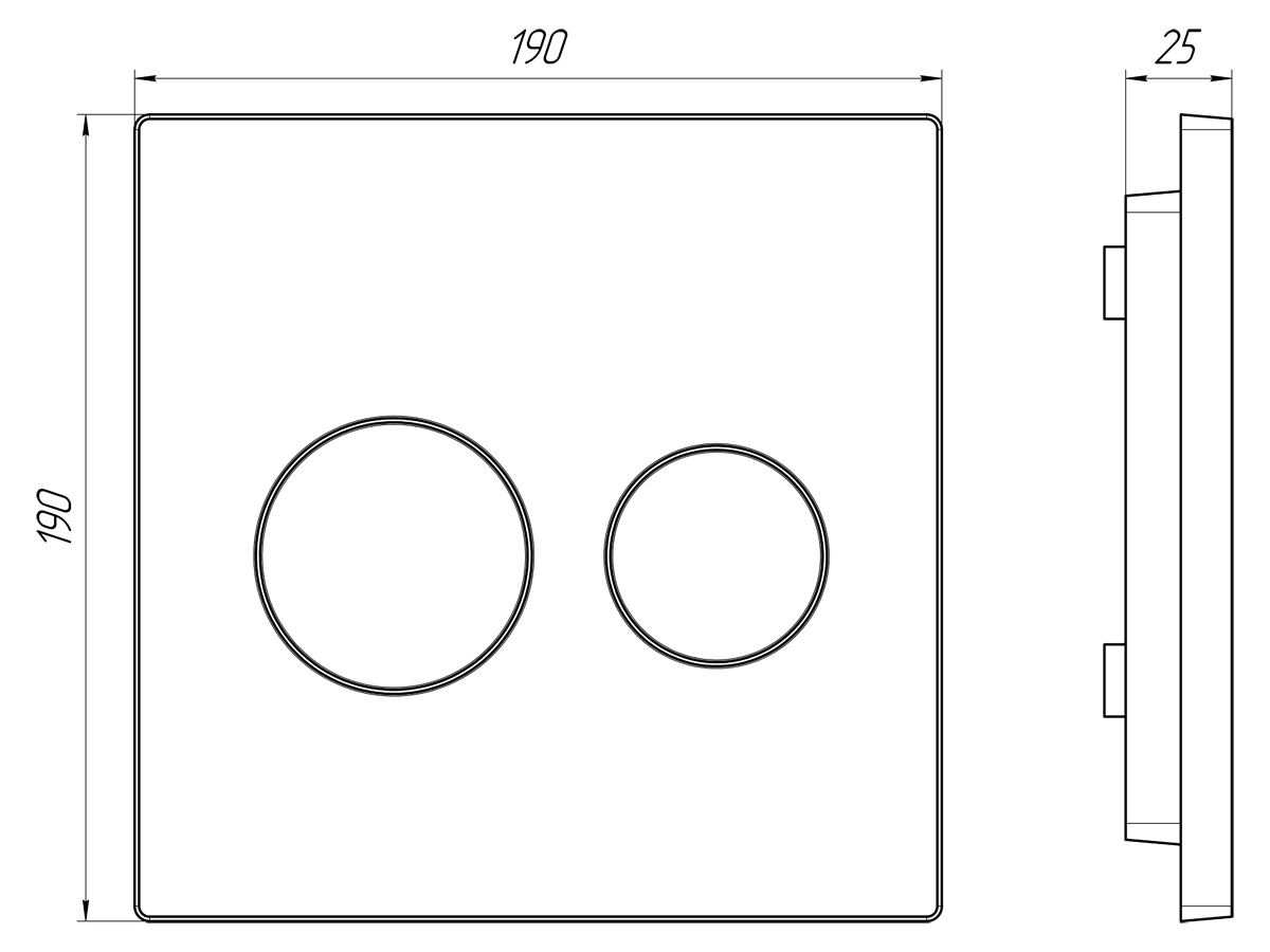 Клавиша смыва АНИ Пласт WP2430 для системы инсталляции Компакт матовая черная с хромированным обрамлением круглая
