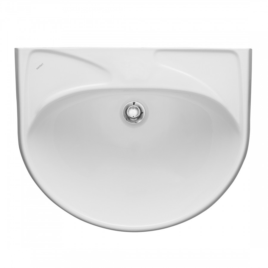 Умывальник "Вест" 57,5 см. без отв., с переливом (хром. кольцо) 1 сорт SANTERI