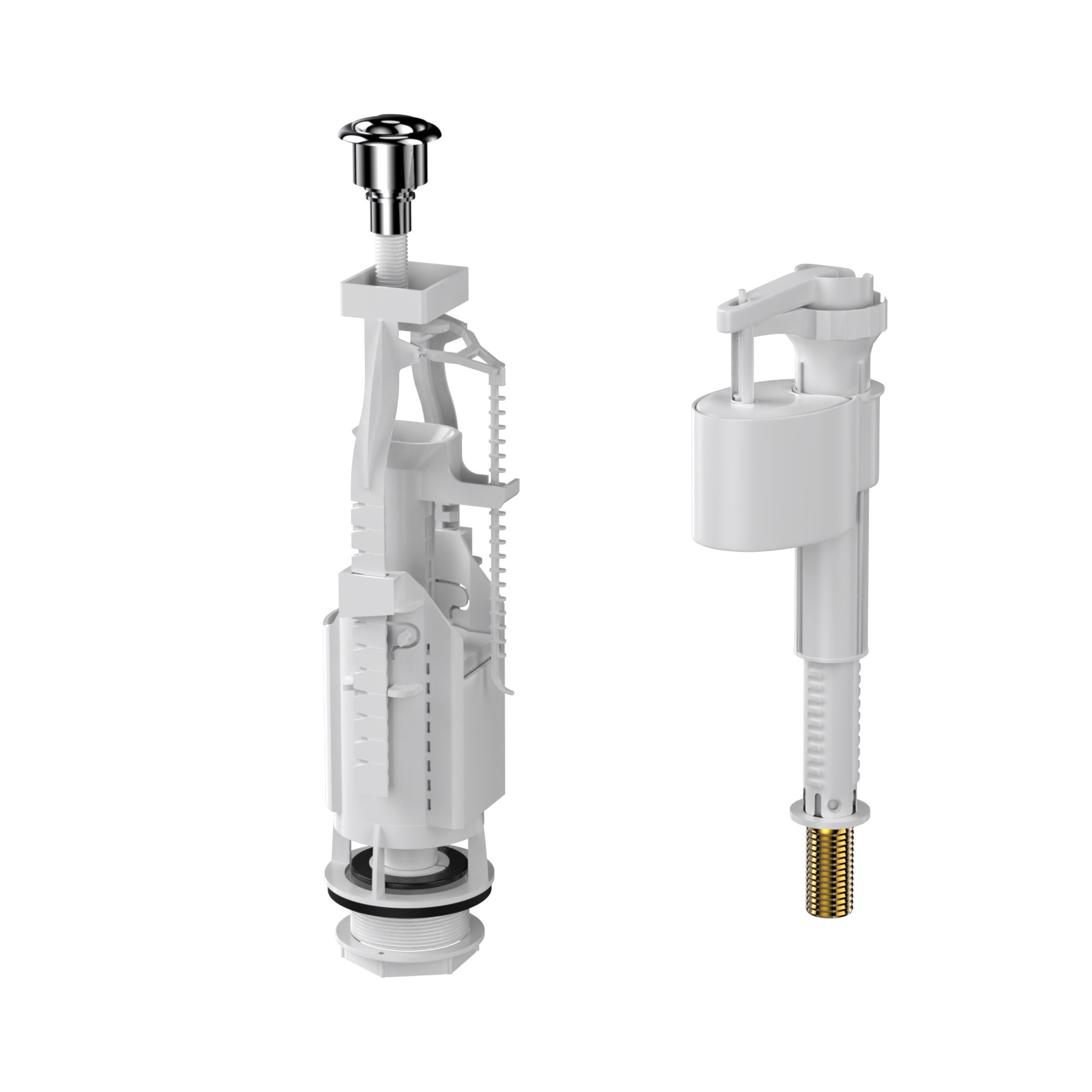 Комплект арматуры EKO 23.1 двухкнопочный, нижний клапан, латунный штуцер , BERGES