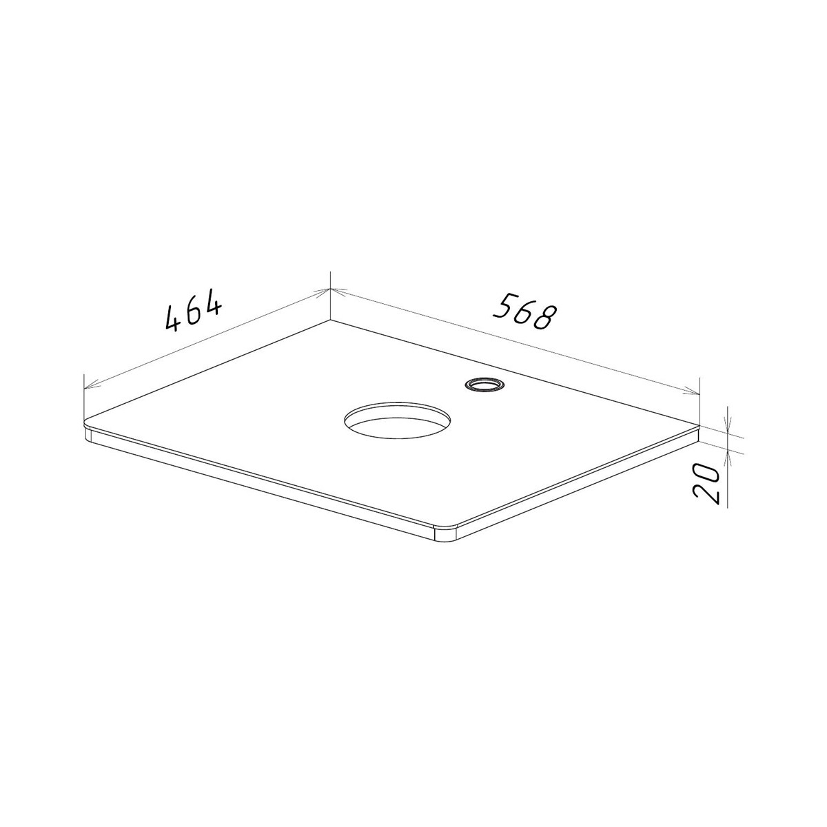 Столешница Lemark MIANO 60 см из стекла, цвет: Белый