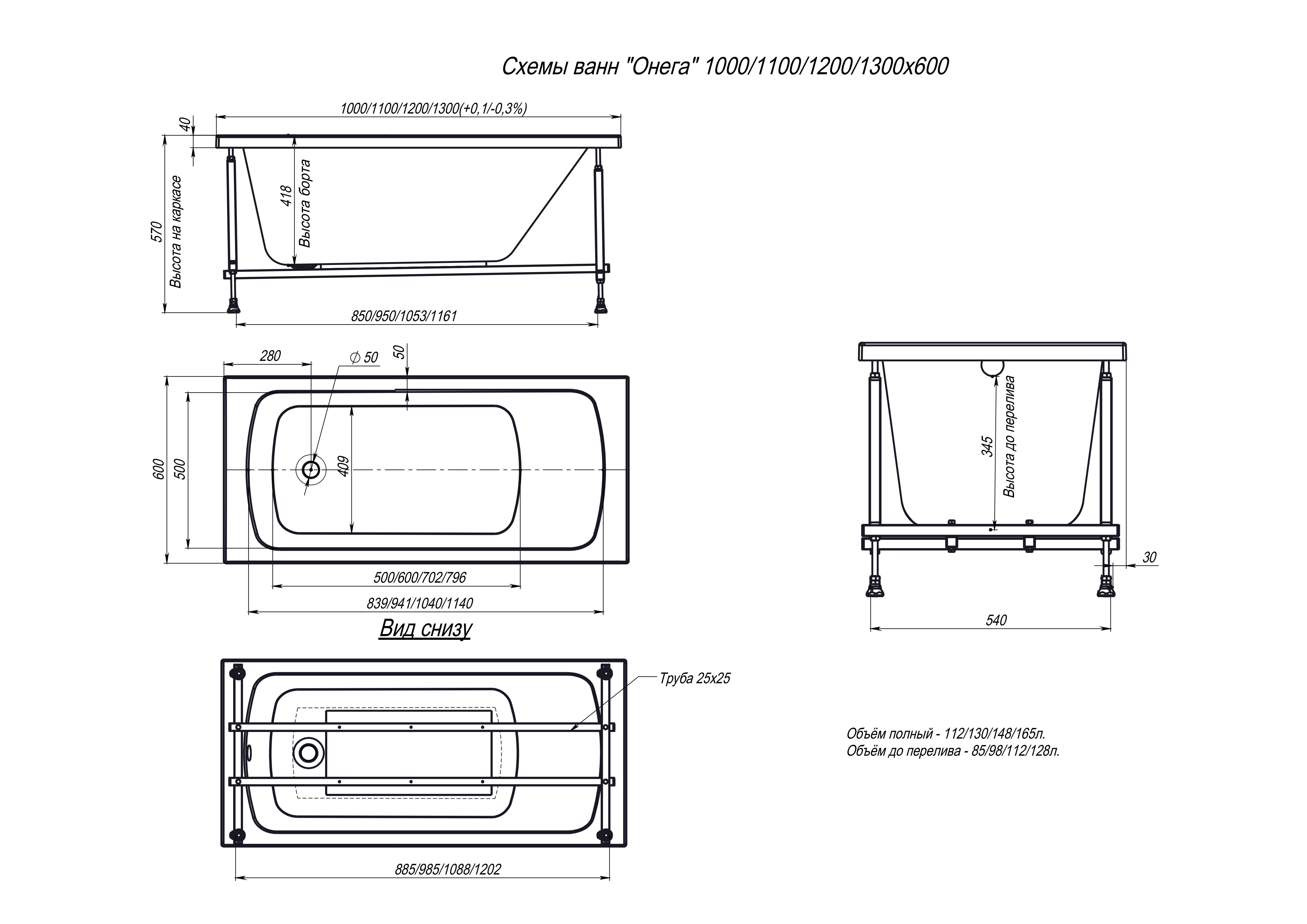 Ванна акриловая ALEX BAITLER ONEGA 130*60 белая