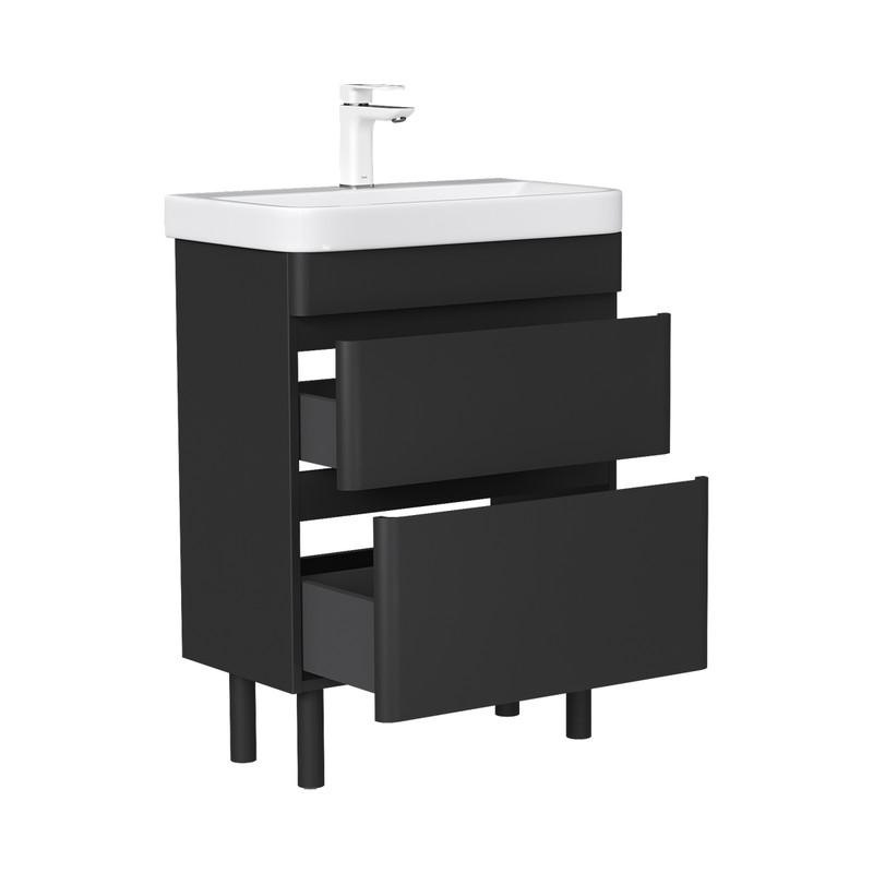 Тумба EQUIL Eltoro 70 напольная 2 ящ. черный софт (под раковину 9595-70)