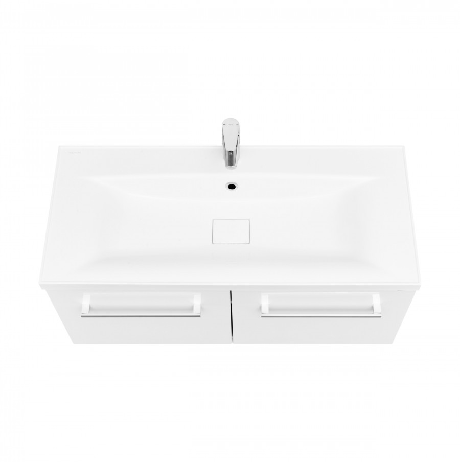 Тумба МАДРИД 100 М, 2 ящика, белая (под раковину АЙРИС 100, АЙРИС М 100, ПРЕМЬЕР 100, ПРЕМЬЕР М 100)