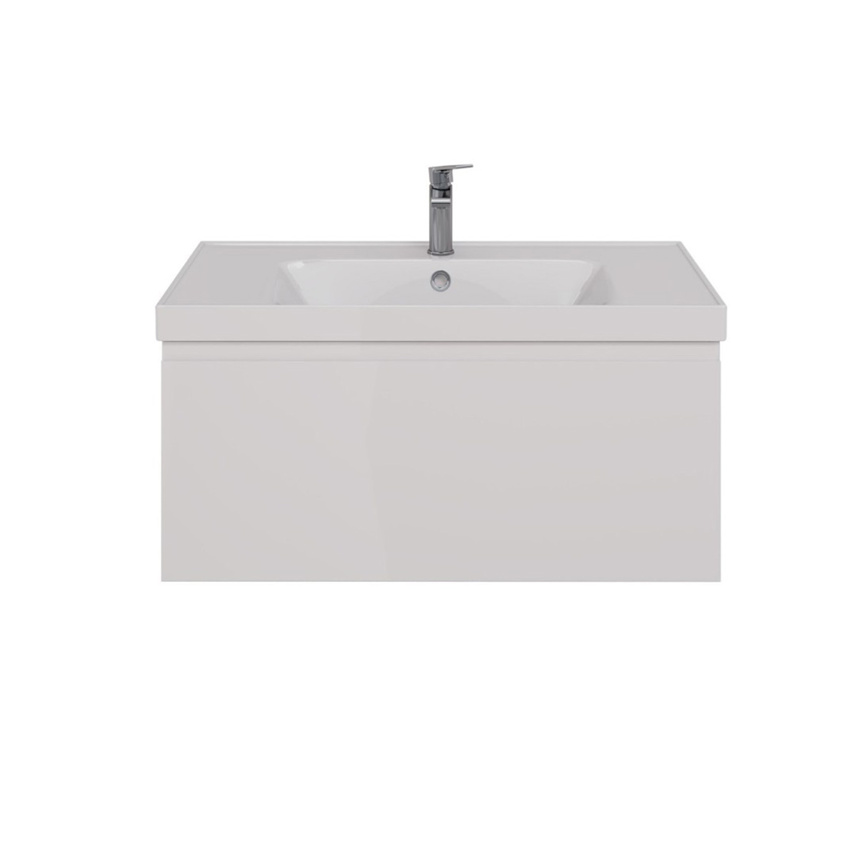 Тумба Lemark VEON MINI 90 см под 1 раковину, подвесная, с 1 ящик, цвет корпуса, фасада: Белый глянец