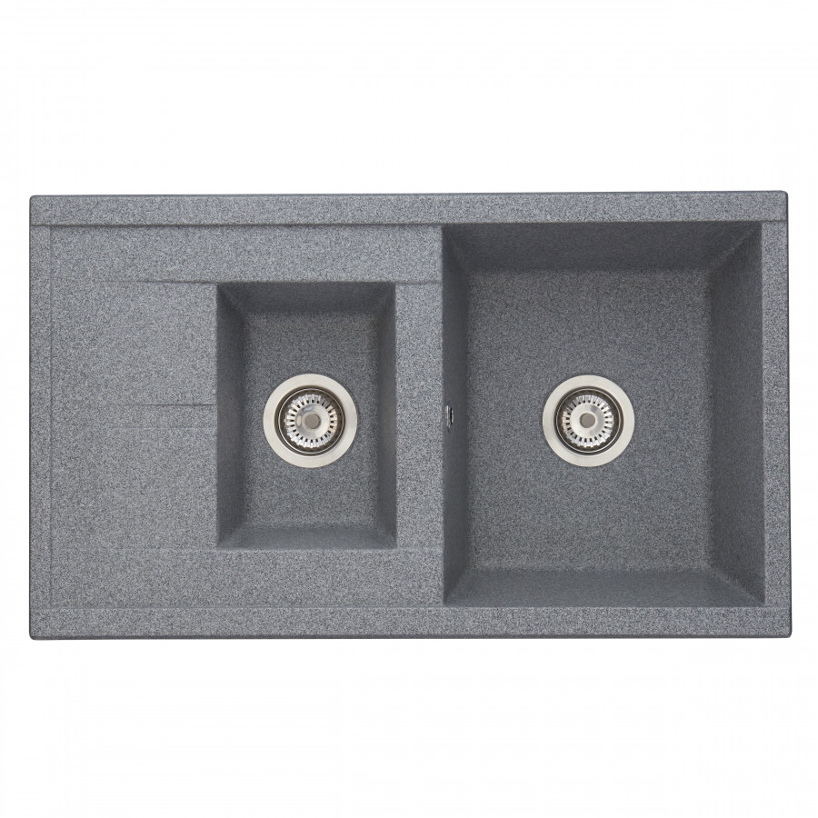 Мойка для кухни  Делия 87 870x510x218 мм, прямоуг. с крылом и доп. чашей, серый