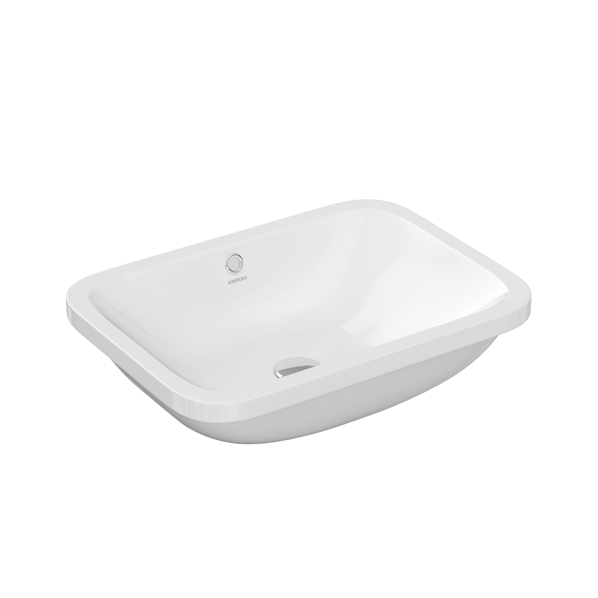 Раковина Ego 55х41 см, встраиваемая снизу, без отверстия под смеситель, прямоугольная, белый глянец,