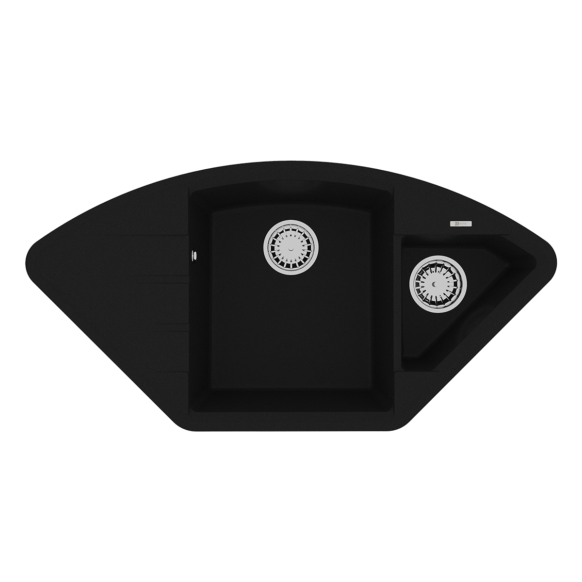 Кухонная мойка Lemark IRKANA 980 врезная угловая с доп. чашей и крылом из кварцгранита, Антрацит 