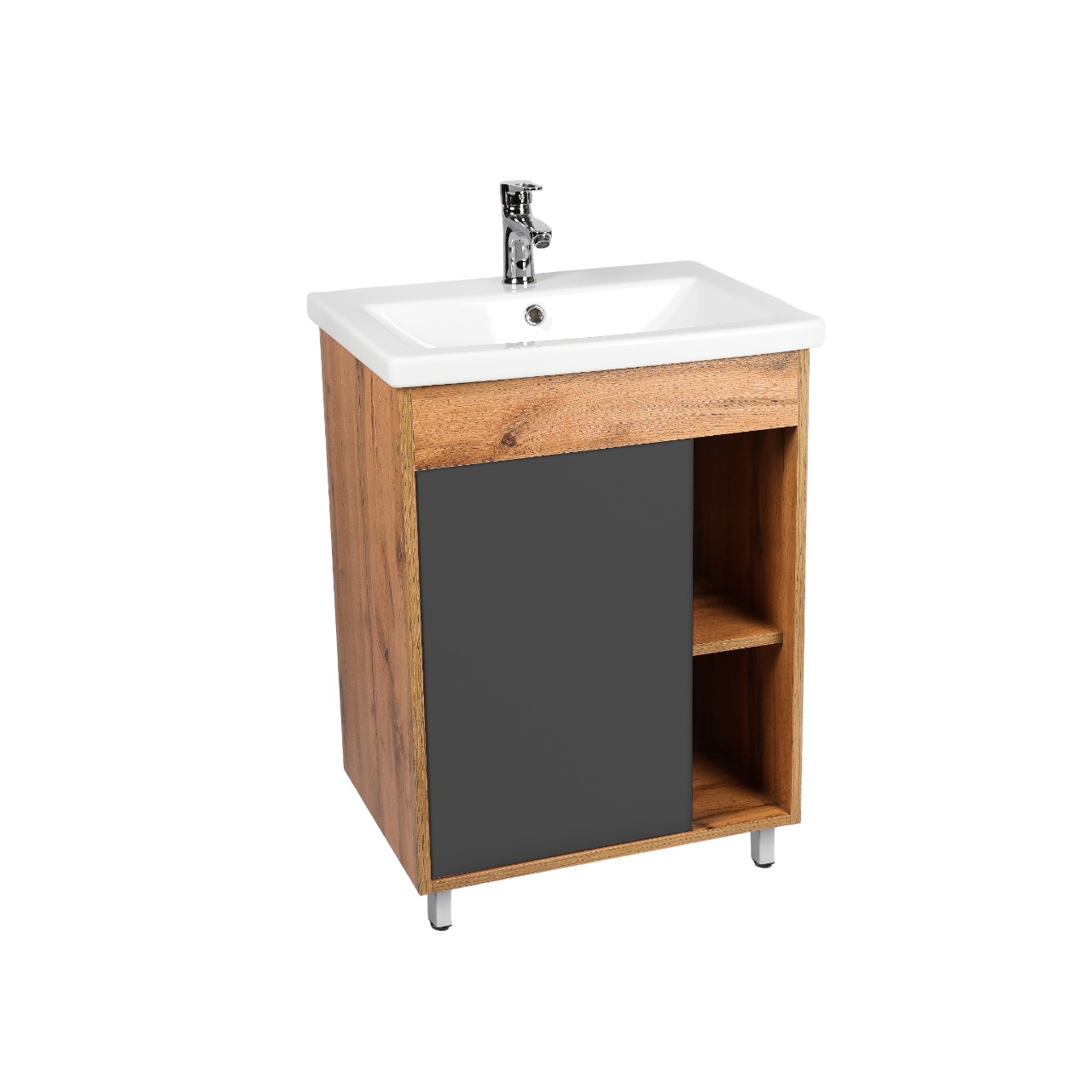 Тумба под раковину VIANT БОСТОН 50 напольная графит/дуб вотан (VBOS50COG-T1ST)