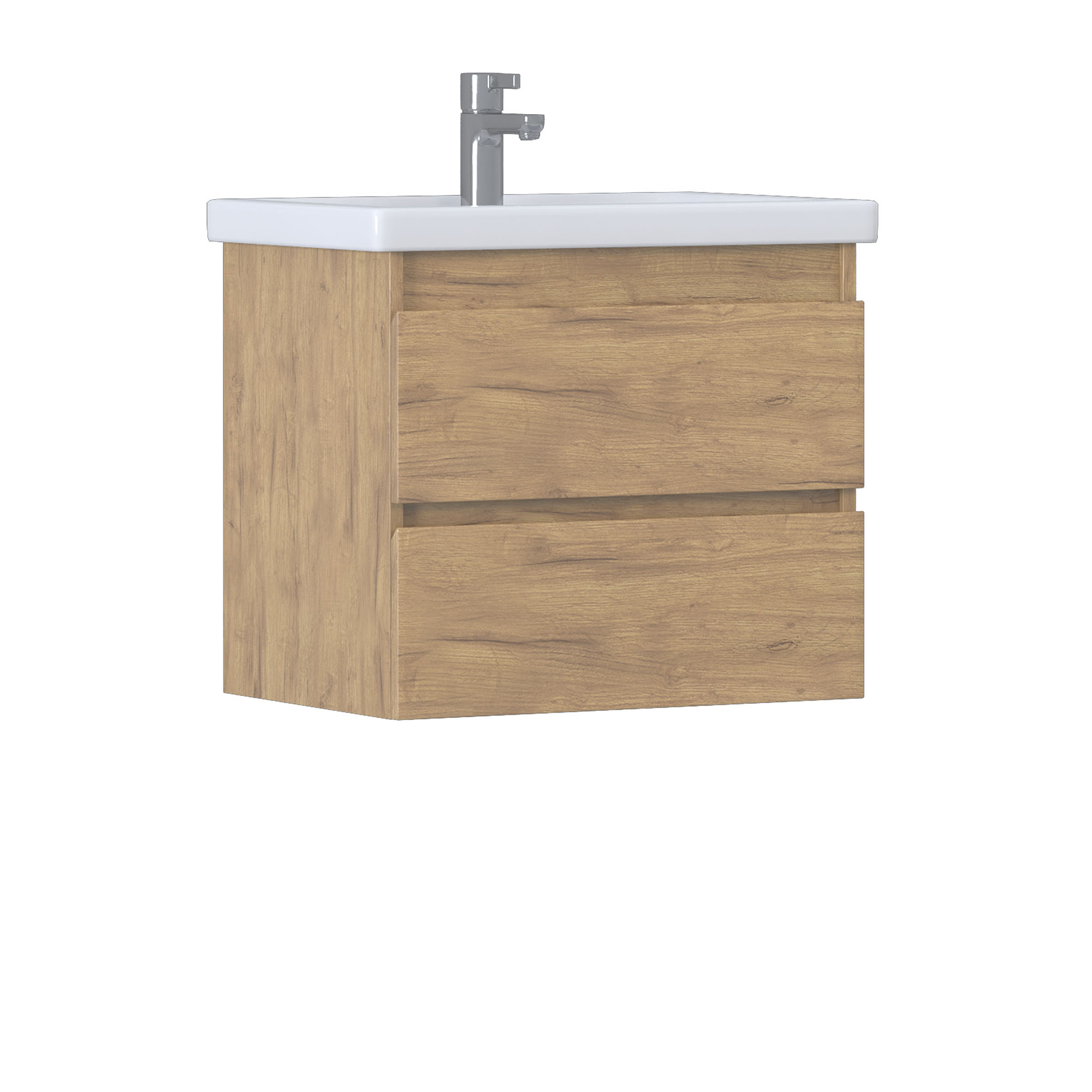 Тумба Смайл/Smile 60, подвесная, 2 ящ., в разборе, дуб золотой(под раковину Фостер 60)