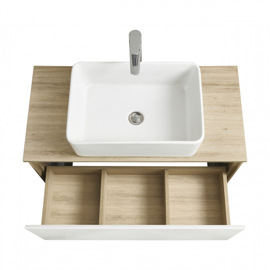 Тумба ЛИБЕРТИ 90,1ящ.,подвесн.,дуб эльвезия/бел.глян. (под рак-ну АДРИАНА 90,MILA 35,MILA 40,ОДРИ 42