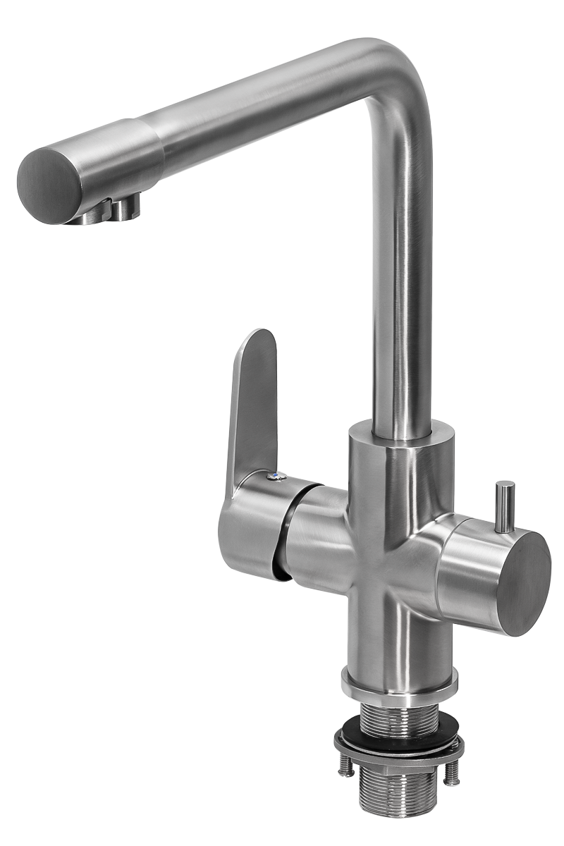 Смеситель для кухни ПРОФСАН ПСМ-300-22 STEEL нержавеющая сталь AISI-304 с подключением фильтра тип С